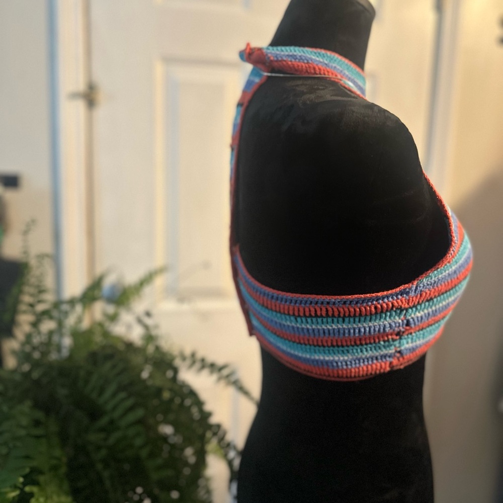 Ecote Multicolor Striped Halter Crop Top - Picture 2 of 5